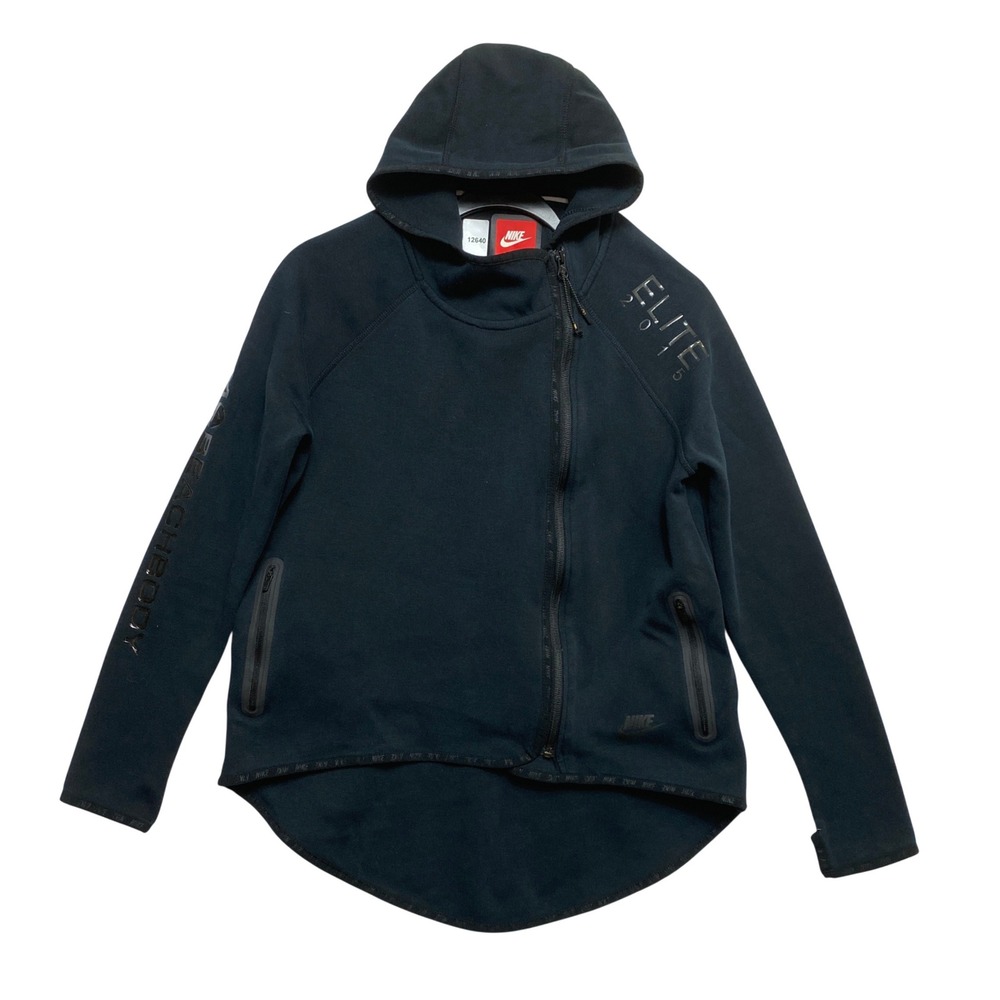 Nike Hoodie Womens S Black Tech Fleece Elite 2015 Beachbody Asymmetrical Zip